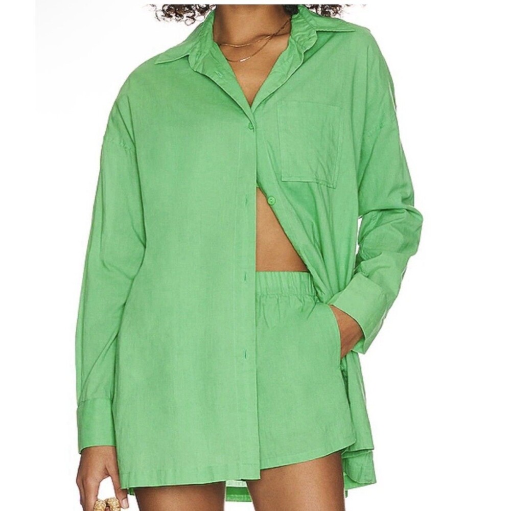 BEACH RIOT Alexa Top in Island Green  Light Long Coverup?